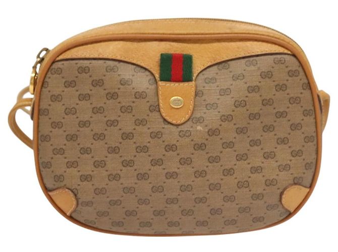 GUCCI GG Supreme Web Sherry Line Borsa PVC Beige Oro 164 02 066 Auth yk18484 D'oro - vista 13