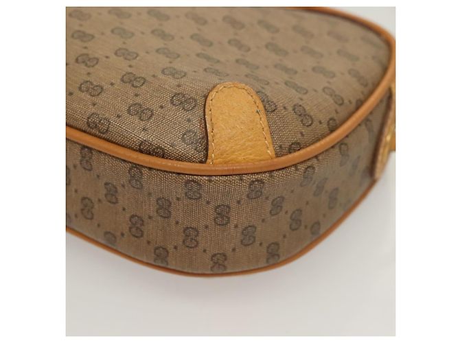 GUCCI GG Supreme Web Sherry Line Borsa PVC Beige Oro 164 02 066 Auth yk18484 D'oro - vista 14