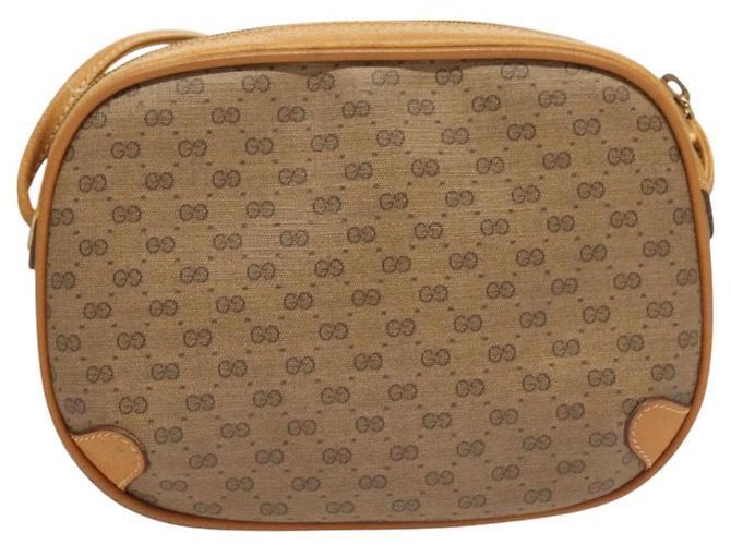 GUCCI GG Supreme Web Sherry Line Borsa PVC Beige Oro 164 02 066 Auth yk18484 D'oro - vista 2