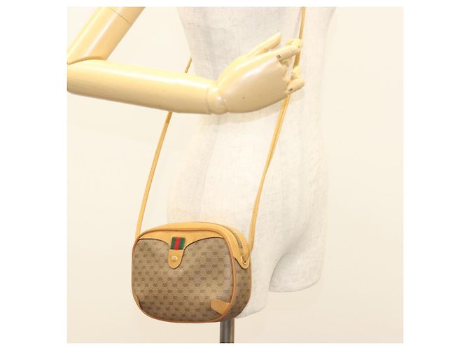 GUCCI GG Supreme Web Sherry Line Borsa PVC Beige Oro 164 02 066 Auth yk18484 D'oro - vista 20