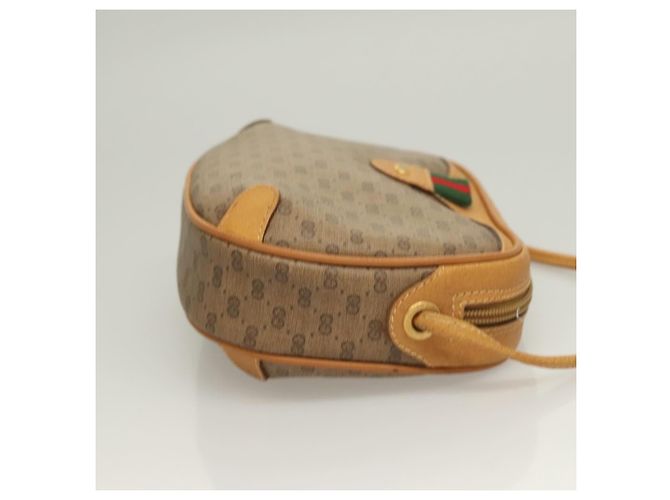 GUCCI GG Supreme Web Sherry Line Borsa PVC Beige Oro 164 02 066 Auth yk18484 D'oro - vista 3