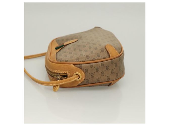 GUCCI GG Supreme Web Sherry Line Borsa PVC Beige Oro 164 02 066 Auth yk18484 D'oro - vista 4