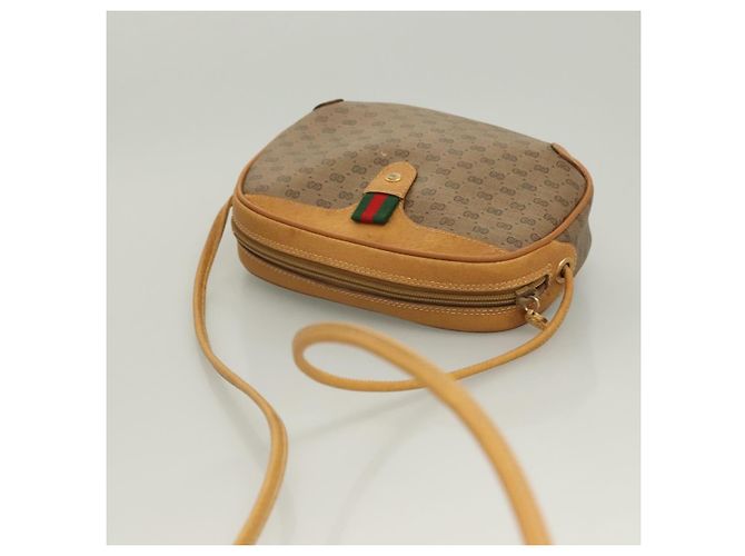 GUCCI GG Supreme Web Sherry Line Borsa PVC Beige Oro 164 02 066 Auth yk18484 D'oro - vista 6