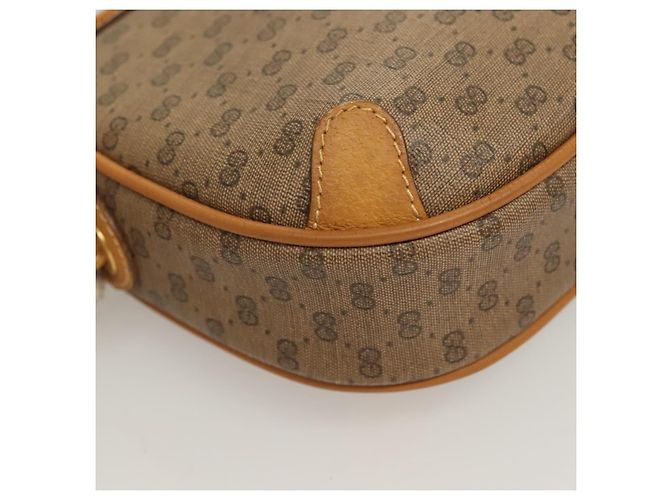 GUCCI GG Supreme Web Sherry Line Borsa PVC Beige Oro 164 02 066 Auth yk18484 D'oro - vista 9