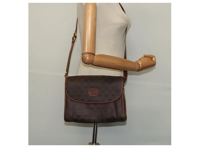 Bolsa de Ombro GG Canvas Gucci Marrom Dourado 001 14 0712 Auth ep8705 - vista 21