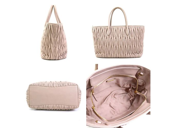 Borsa in pelle rosa beige Miu Miu - vista 2