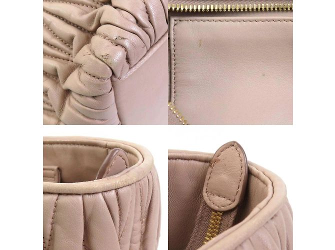 Borsa in pelle rosa beige Miu Miu - vista 3