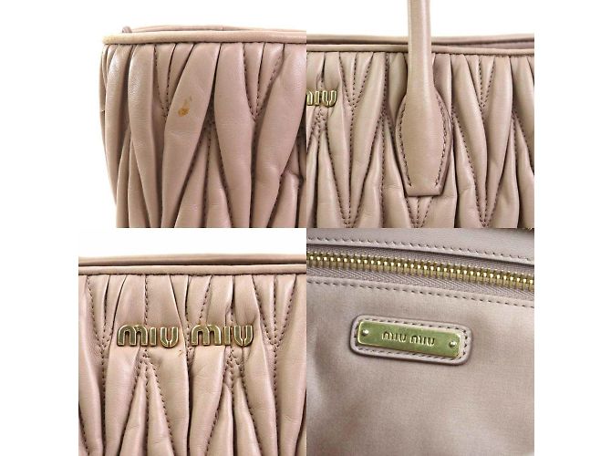 Borsa in pelle rosa beige Miu Miu - vista 4