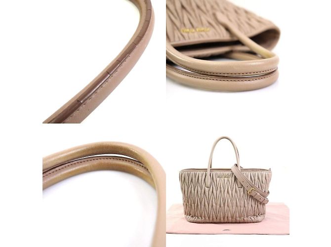 Borsa in pelle rosa beige Miu Miu - vista 5