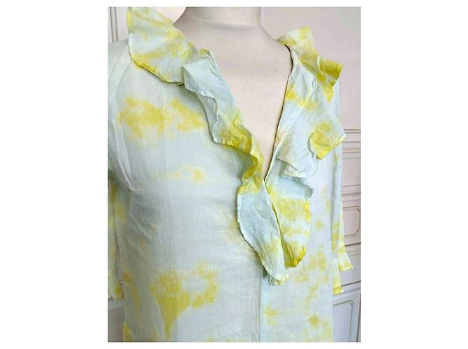 Vestido Antik Batik de algodón menta y amarillo Multicolor - vista 10