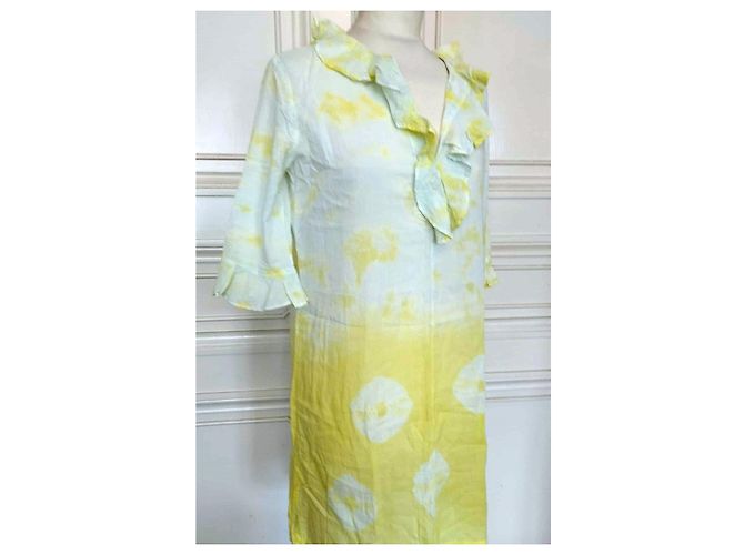 Vestido Antik Batik de algodón menta y amarillo Multicolor - vista 11
