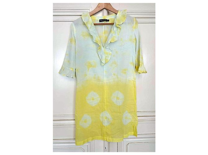 Vestido Antik Batik de algodón menta y amarillo Multicolor - vista 4