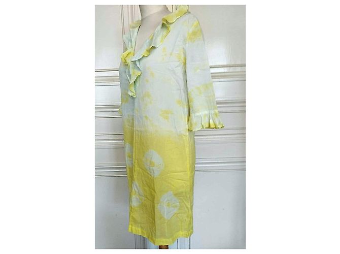 Vestido Antik Batik de algodón menta y amarillo Multicolor - vista 6