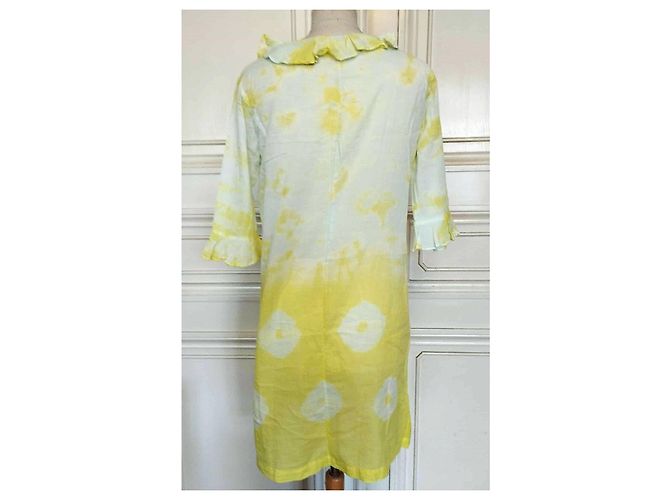 Vestido Antik Batik de algodón menta y amarillo Multicolor - vista 9