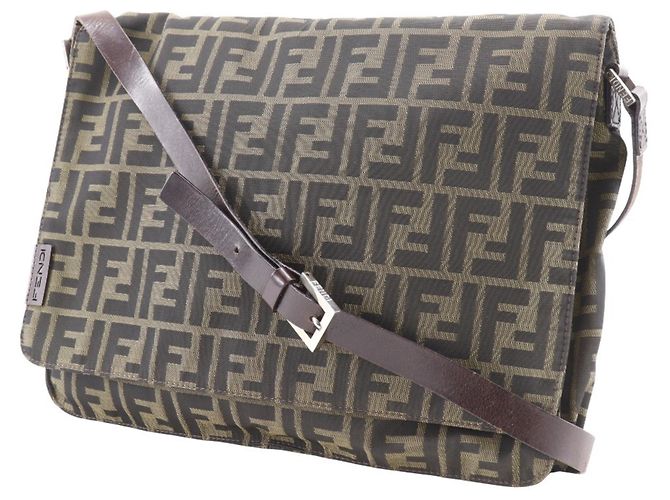 Borsa a Spalla Fendi Zucca Marrone - vista 2