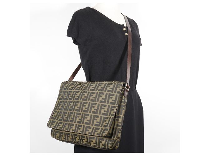 Borsa a Spalla Fendi Zucca Marrone - vista 20