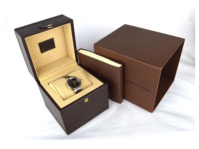 LOUIS VUITTON TAMBOUR VOLLES SET UHR Braun Silber - Ansicht 4
