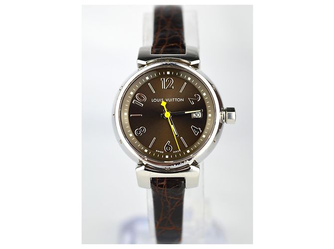 LOUIS VUITTON TAMBOUR VOLLES SET UHR Braun Silber - Ansicht 5