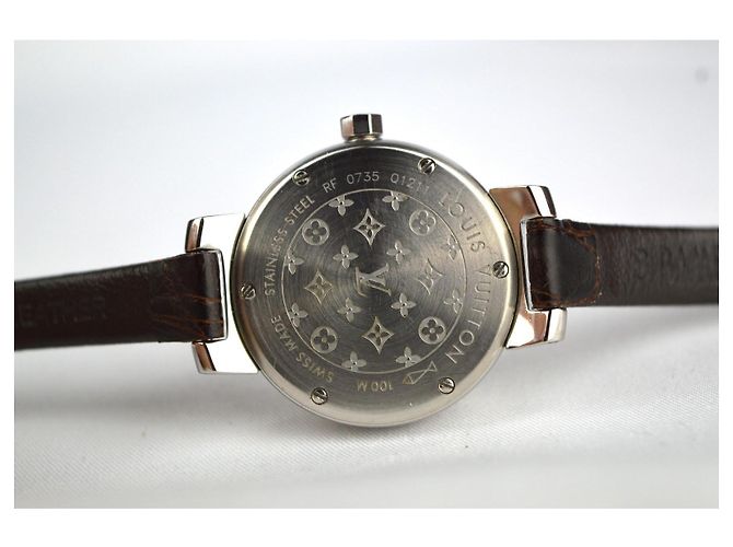LOUIS VUITTON TAMBOUR VOLLES SET UHR Braun Silber - Ansicht 6