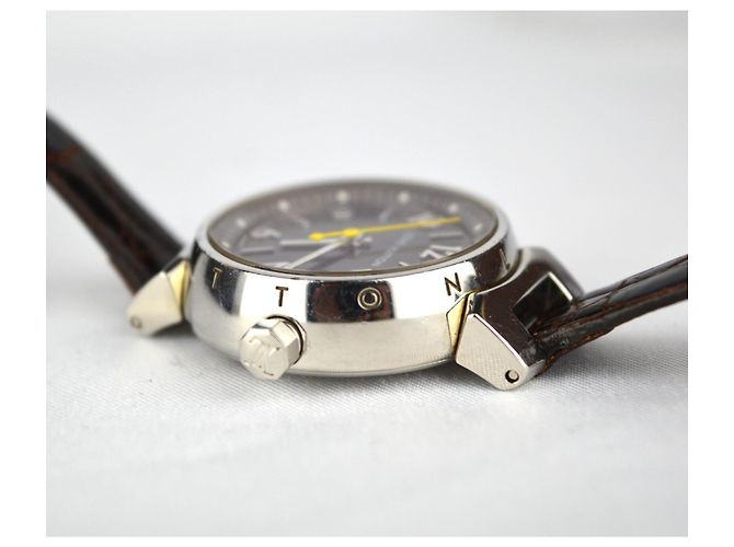 LOUIS VUITTON TAMBOUR VOLLES SET UHR Braun Silber - Ansicht 7