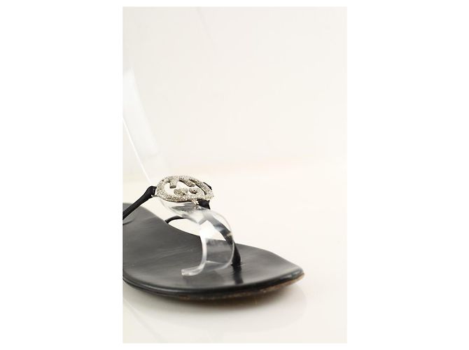Gucci Chinelo de couro preto - vista 4
