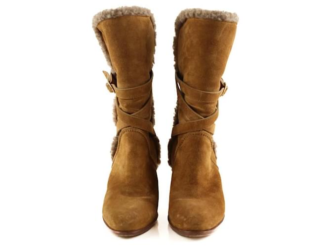 Vanessa Bruno Stivali foderati in suede marrone - vista 5