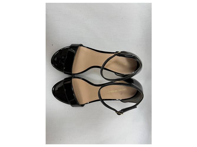 Sandali con piattaforma Nudist di Stuart Weitzman in pelle verniciata nera Nero - vista 16