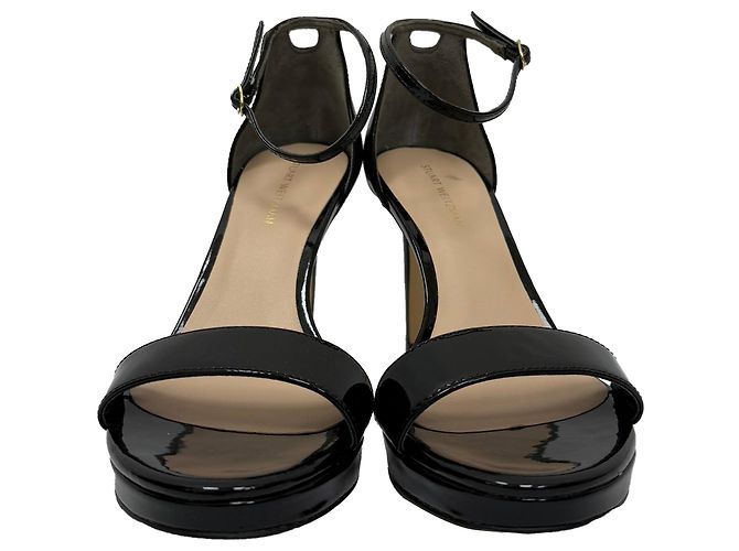 Sandali con piattaforma Nudist di Stuart Weitzman in pelle verniciata nera Nero - vista 2