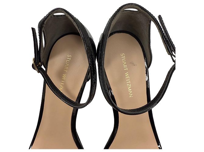 Sandali con piattaforma Nudist di Stuart Weitzman in pelle verniciata nera Nero - vista 5
