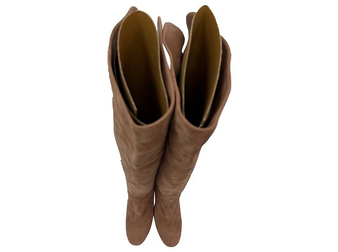 Botas altas de tacón bloque Gianvito Rossi en ante marrón Castaño Roja - vista 11