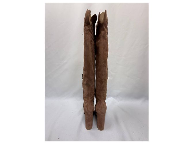 Botas altas de tacón bloque Gianvito Rossi en ante marrón Castaño Roja - vista 19