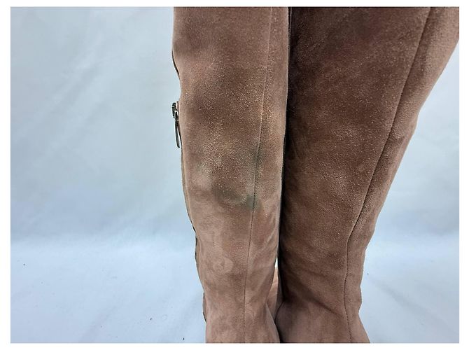 Botas altas de tacón bloque Gianvito Rossi en ante marrón Castaño Roja - vista 24