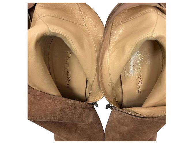Botas altas de tacón bloque Gianvito Rossi en ante marrón Castaño Roja - vista 7