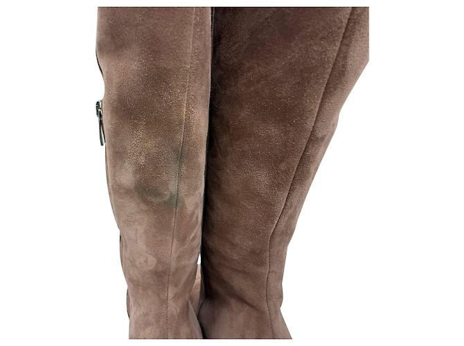 Botas altas de tacón bloque Gianvito Rossi en ante marrón Castaño Roja - vista 9