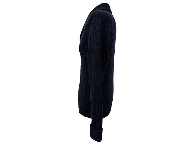 Tom Ford Strickjacke mit Schalkragen aus marineblauem Kaschmir - Ansicht 2