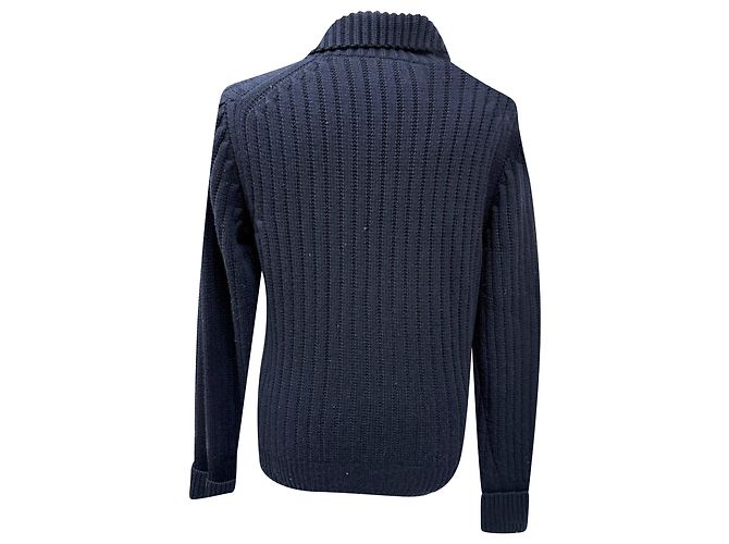 Tom Ford Strickjacke mit Schalkragen aus marineblauem Kaschmir - Ansicht 3