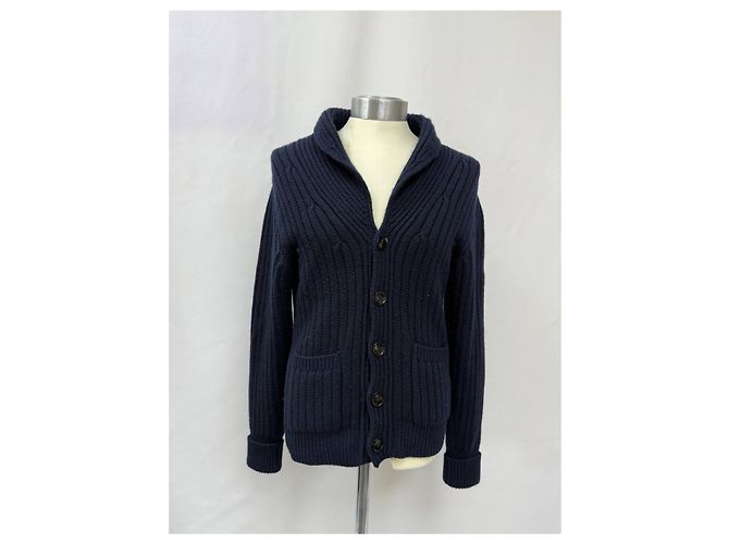 Tom Ford Strickjacke mit Schalkragen aus marineblauem Kaschmir - Ansicht 5