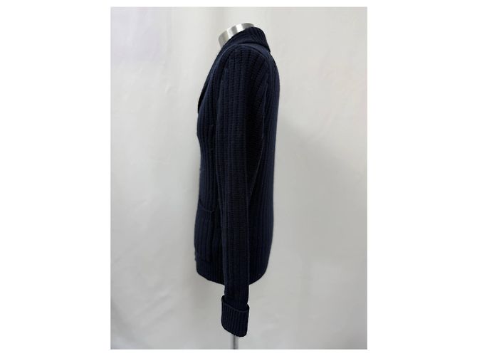 Tom Ford Strickjacke mit Schalkragen aus marineblauem Kaschmir - Ansicht 6