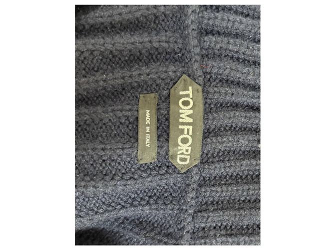 Tom Ford Strickjacke mit Schalkragen aus marineblauem Kaschmir - Ansicht 8