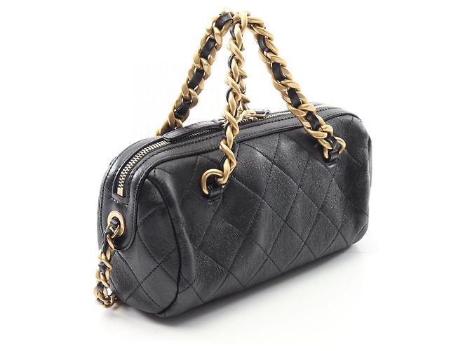 Borsa da bowling Matelassé Chanel in pelle di agnello nera Nero - vista 2