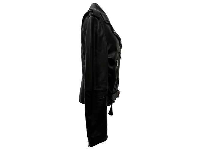 Amiri Zipped Bikerjacke aus schwarzem Schafsleder - Ansicht 2