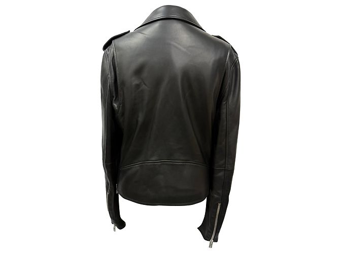 Amiri Zipped Bikerjacke aus schwarzem Schafsleder - Ansicht 3