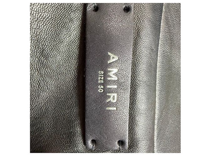 Amiri Zipped Bikerjacke aus schwarzem Schafsleder - Ansicht 4