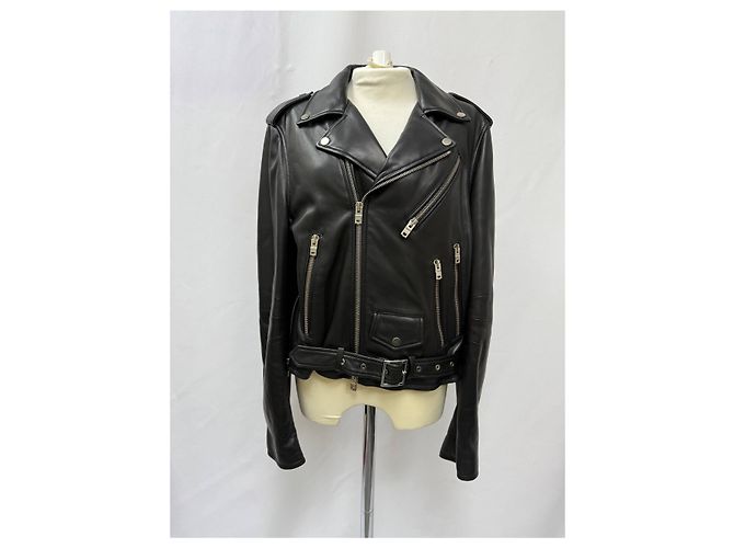 Amiri Zipped Bikerjacke aus schwarzem Schafsleder - Ansicht 5