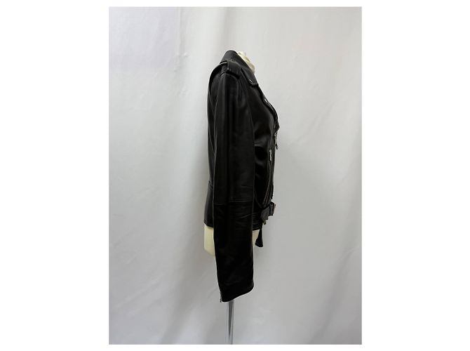 Amiri Zipped Bikerjacke aus schwarzem Schafsleder - Ansicht 6