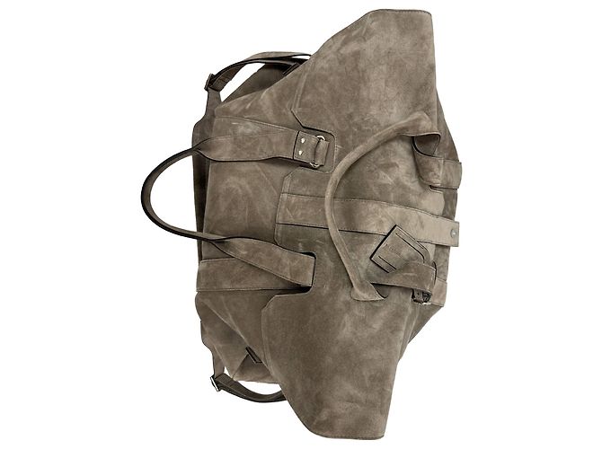 Borsa da weekend Brunello Cucinelli in suede grigio - vista 14