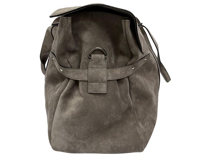 Borsa da weekend Brunello Cucinelli in suede grigio - vista 2