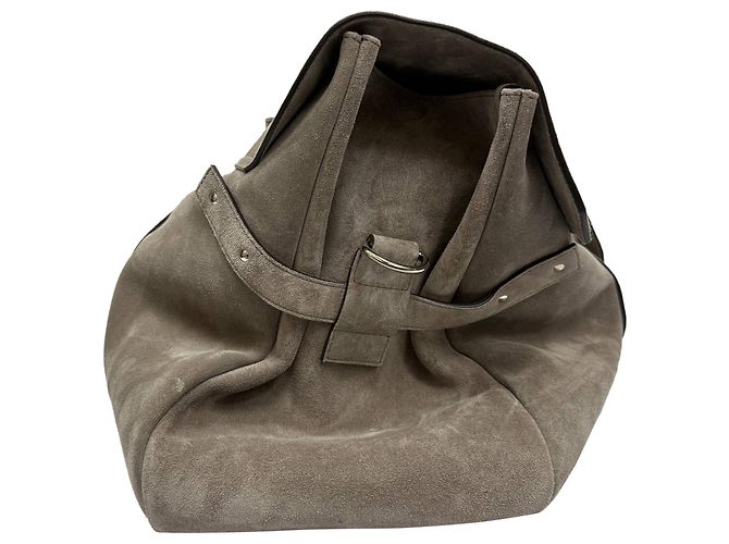 Borsa da weekend Brunello Cucinelli in suede grigio - vista 22