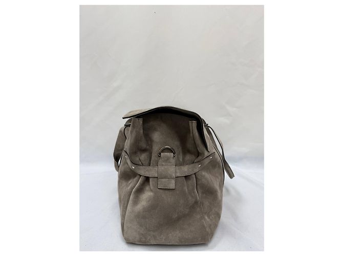 Borsa da weekend Brunello Cucinelli in suede grigio - vista 26