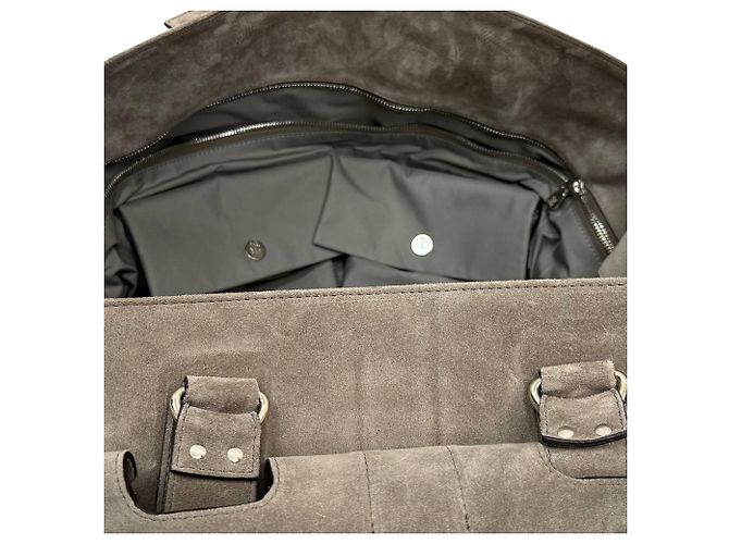 Borsa da weekend Brunello Cucinelli in suede grigio - vista 3